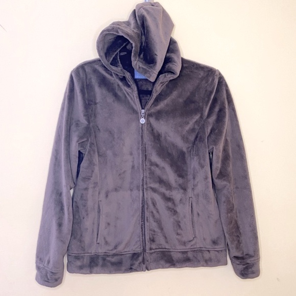 Brown Sweatshirt Super Soft Plush Fleece Full Zip Women’s Hoodie Size Medium